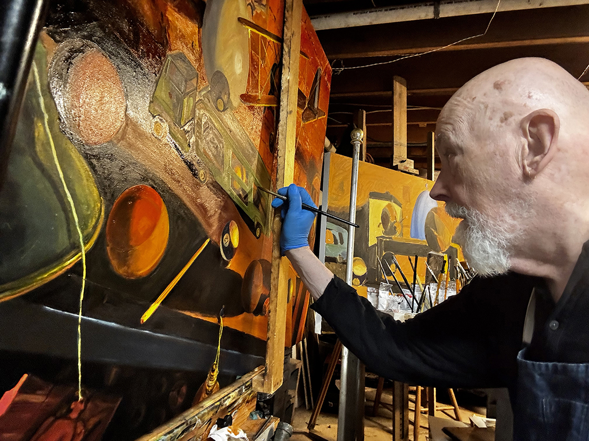 Orban at work on the painting.